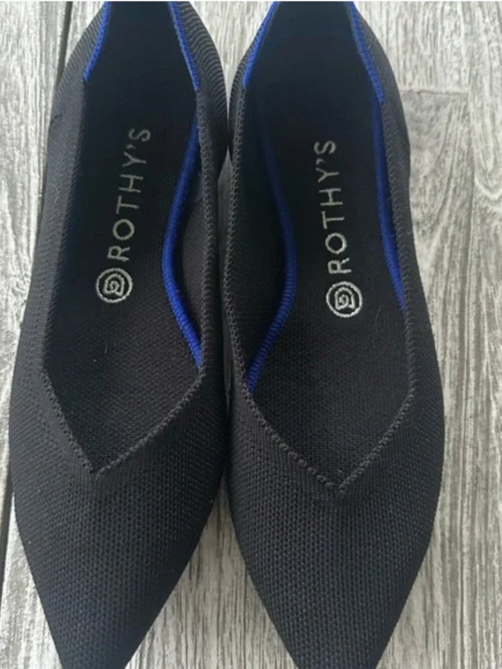 ROTHY’S THE POINT Black Pointed Knit Flats 8.5